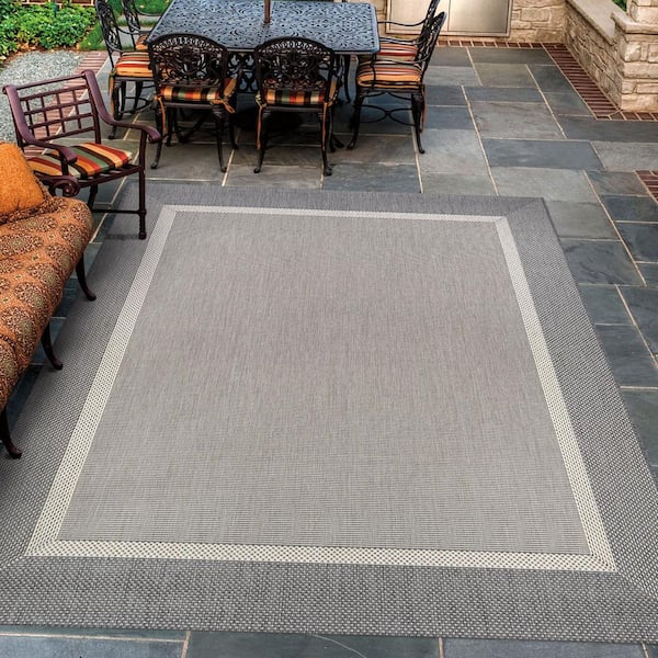 Recife Stria Texture Champagne-Grey 2 ft. x 4 ft. Indoor/Outdoor Area Rug