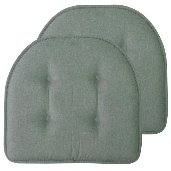 Sweet Home Collection Solid Memory Foam 17 in. x 16 in. U-Shape Non-Slip Indoor/Outdoor Chair Seat Cushion, Scuba (2-Pack)