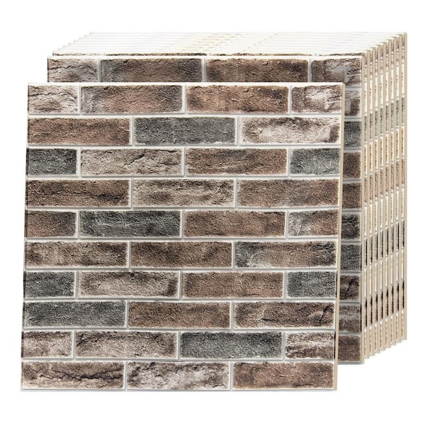 Dusty Mahogany 27in. x 27in. Self Adhesive Faux Brick 3D Wall Panels, Peel and Stick Foam Wallpaper (101 sq. ft. /Case)