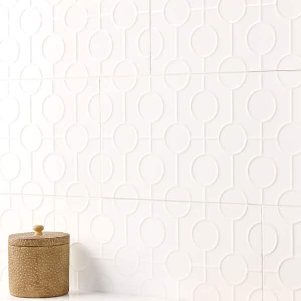 Luminique Arctic White 12 in. x 24 in. Glossy Ceramic Circle Wall Tile (15.56 sq. ft./case)