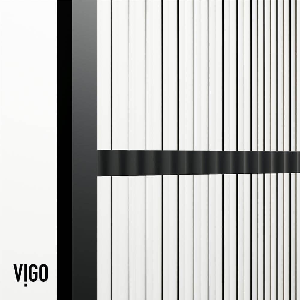 Ventana Matte Black 34" x 74" Framed Shower Screen with Fluted Glass