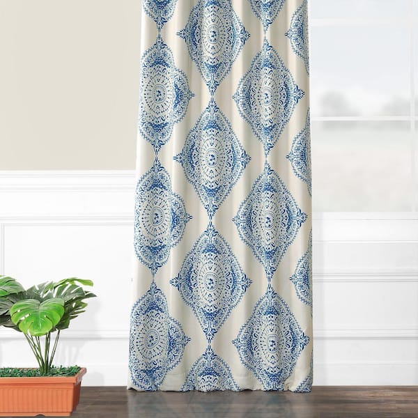 Exclusive Fabrics & Furnishings Semi-Opaque Henna Blue Room Darkening  Curtain - 50 in. W x 108 in. L (1 Panel) BOCH-KC27C-108 - The Home Depot
