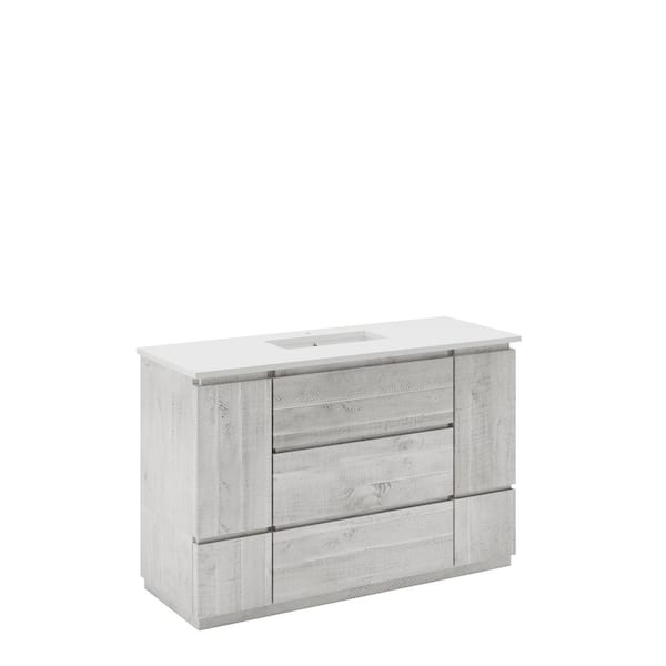 Fresca Formosa 54 in. Single Sink Freestanding Rustic White Bath Vanity with White Quartz Top and Undermount Ceramic Sink