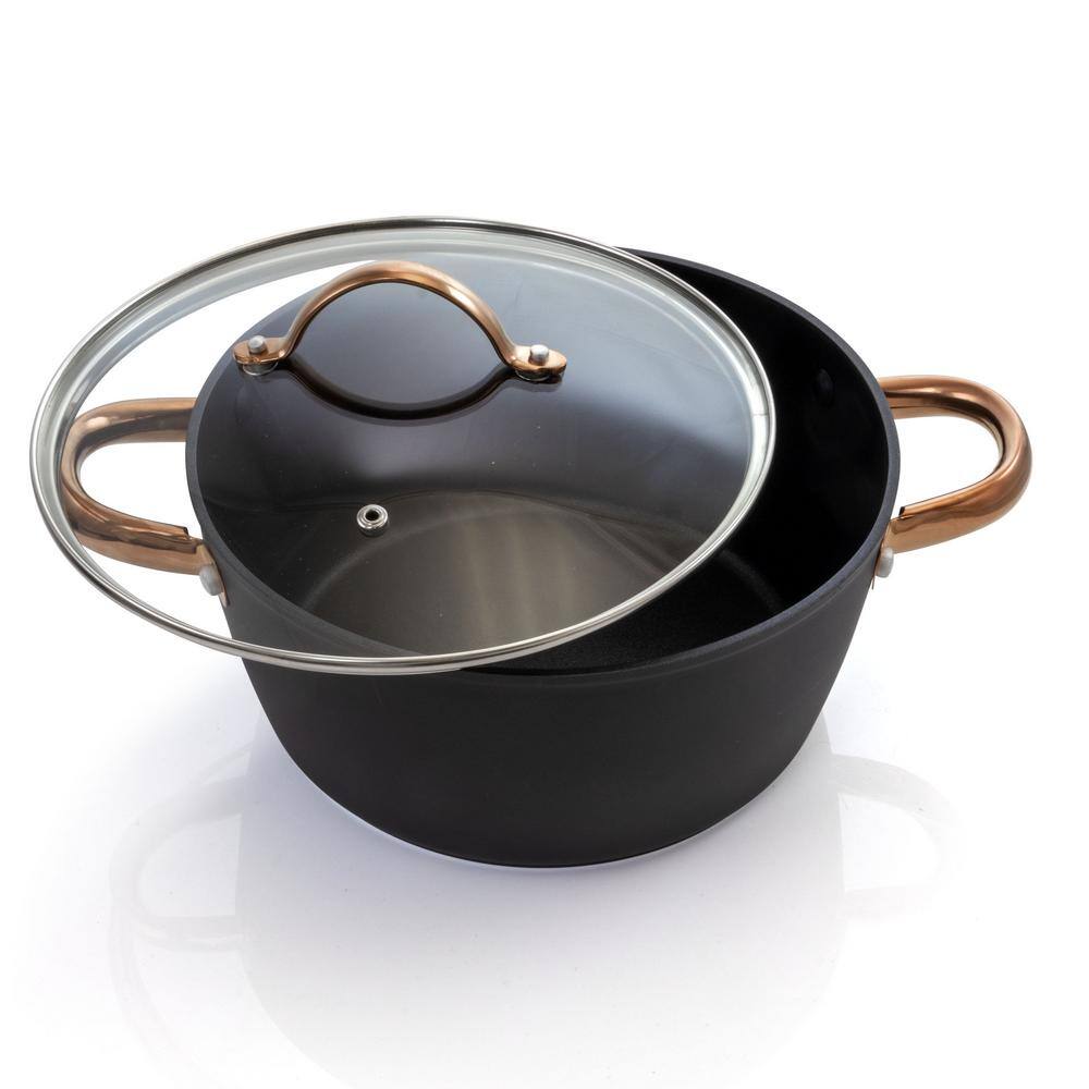 Elegant Black and Bronze 10-Piece Aluminum Nonstick Cookware Set