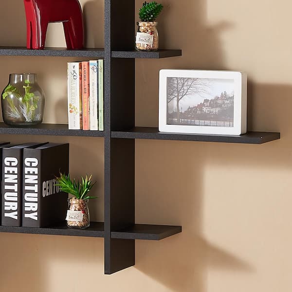 DANYA B 45 in. x 51 in. Black Laminate Five Level Black Asymmetric