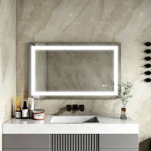 Modern 40 in. x 24 in. Rectangular Frameless Wall Fogless LED Bathroom Vanity Mirror with Lights in Silver
