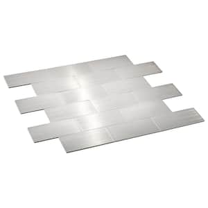Small Silver Aluminum Subway 5 in. x 5 in. Metal Peel and Stick Tile (.17 sq. ft./Sample)