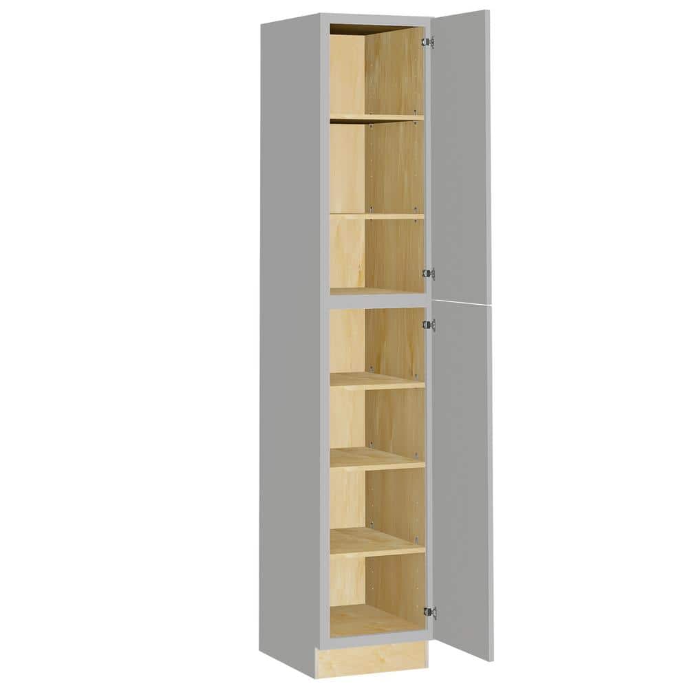 Grayson 18 in. W x 24 in. D x 96 in. H Assembled Plywood Pantry Kitchen Cabinet in Pearl Gray with Soft Close RH