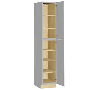 Grayson Pearl Gray Painted Plywood Shaker Assembled Utility Pantry Kitchen Cabinet Sft Cls R 18 in W x 24 in D x 96 in H