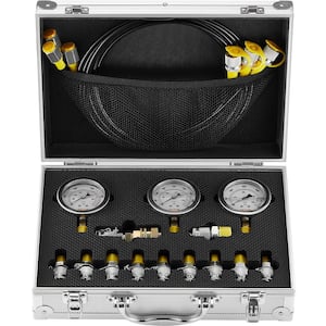 Hydraulic Pressure Test Kit, 250/400/600bar, 3 Gauges 11 Test Couplings 3 Test Hoses, Excavator Hydraulic Test Gauge Set