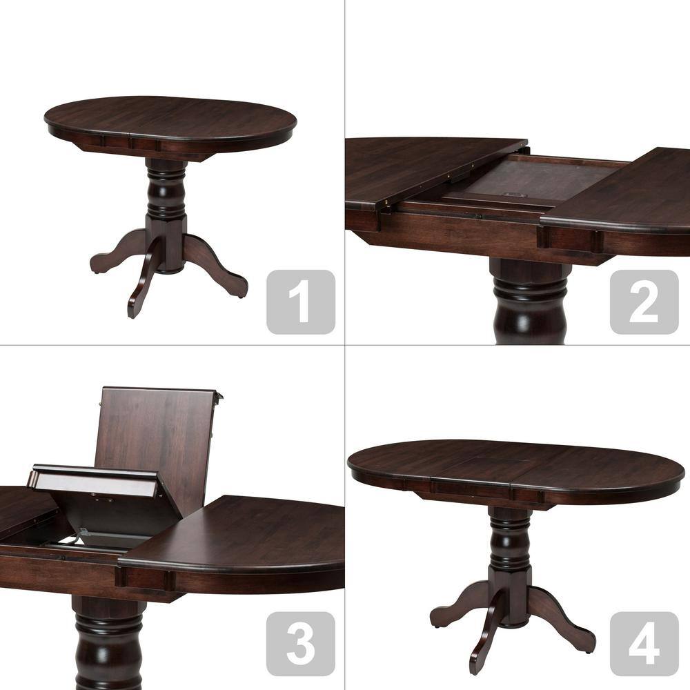 Dillon Dark Brown Rubberwood Extendable Dining Set with 4 Chairs