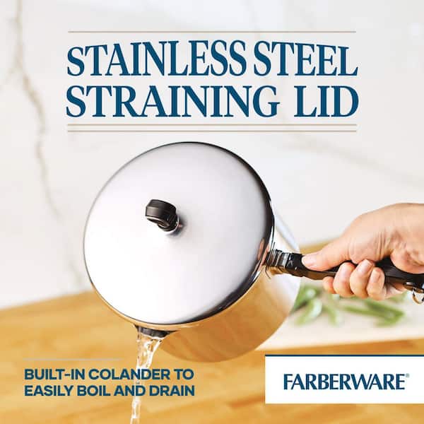  Farberware Classic Stainless Steel 2-Quart Covered Saucepan  with Farberware Classic Stainless Steel 1-Quart Covered Straining Saucepan:  Home & Kitchen
