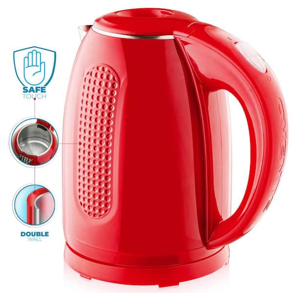 OVENTE 7-Cup Red Stainless Steel BPA-Free Electric Kettle with Auto  Shut-Off and Boil-Dry Protection KD64R - The Home Depot