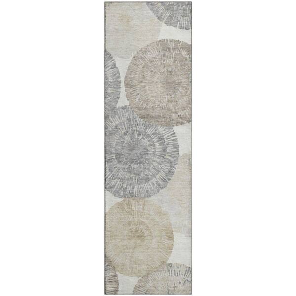 Mayfield Premium Machine Washable Abstract AMF2351 Linen 2 ft. x 7 ft. Runner Rug