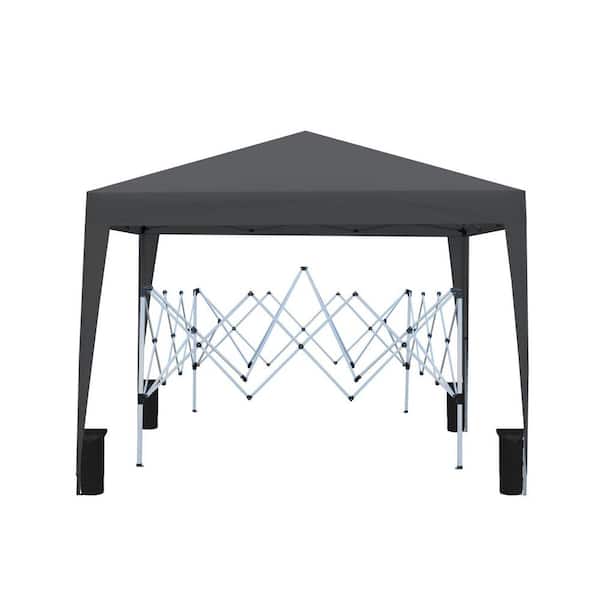 Tidoin 10 ft. x 10 ft. Black Pop Up Gazebo Tent Canopy with Carry Bag
