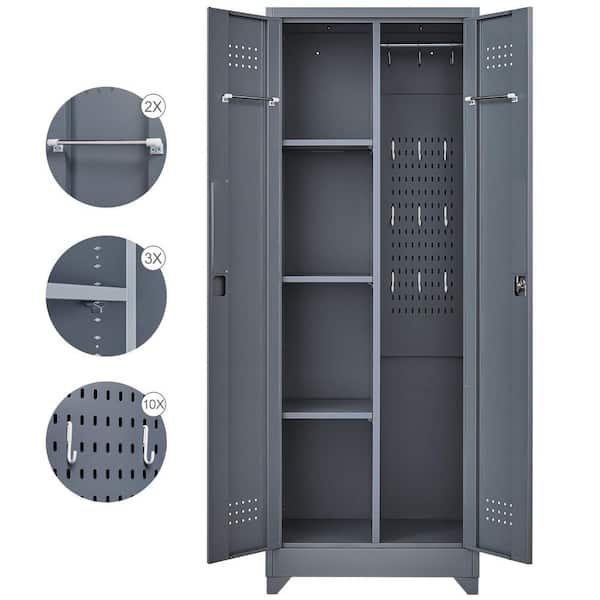 Tidoin 4-Tier 65 in. H Metal File Cabinet Locker in Gray with 2