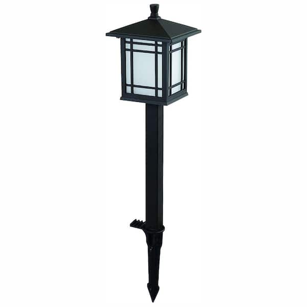 Hampton Bay Low-Voltage Bronze Outdoor Integrated LED Mission Style Landscape Path Light with Frosted Glass Lens
