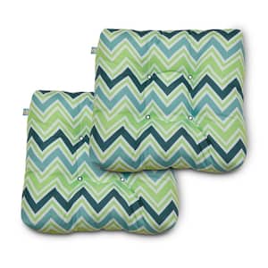 Duck Covers 19 in. x 19 in. x 5 in. Mint Marine Chevron Indoor Outdoor Square Seat Cushions (2-Pack)