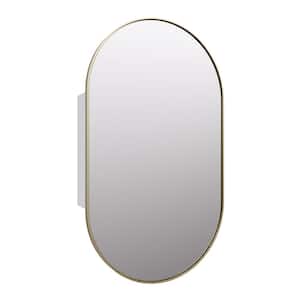Nia 22 in. W x 38 in. H x 5 in. D Satin Brass Recessed Medicine Cabinet with Mirror