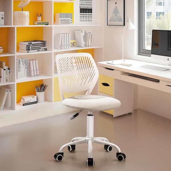 Homy Casa CARNAT Kid's Student Swivel Task Chair Ergonomic Adjustable Height Writing Chair in Beige with Breathable Back Support