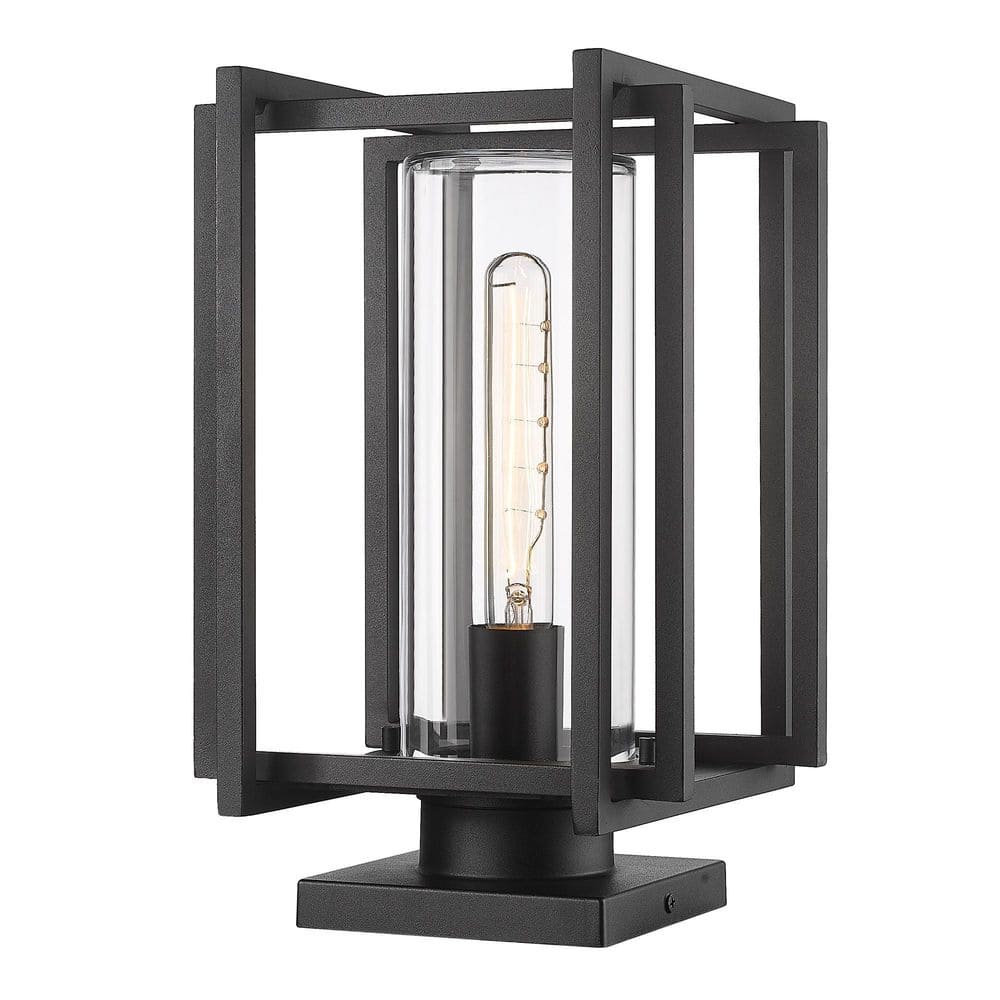 Tribeca Natural Black Geometric Outdoor Pier Mount Light