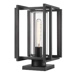 Tribeca 13.875 in. 1-Light Black Metal Hardwired Outdoor Weather Resistant Pier Mount Light with No Bulbs Included