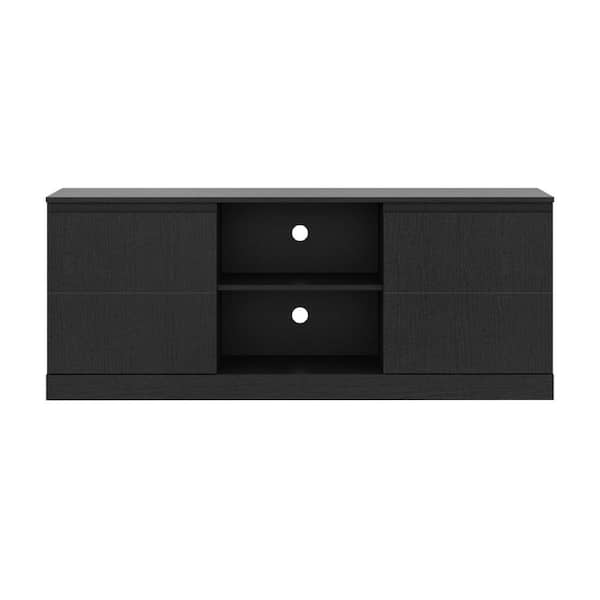 Hillsdale Furniture Hawley 60 in. Black Oak Gaming Ready TV Stand with One Drawer Fits up to 55 in. TV with 2 Doors, Gaming Hooks, USB