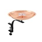 12 in. W Copper Plated and Colored Patina Dogwood Garden Birdbath with Rail Mount Bracket