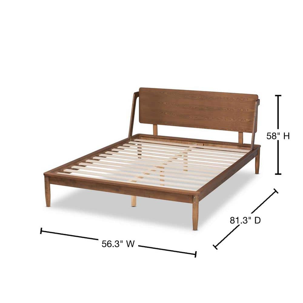 Sadler Ash Walnut Full-Size Platform Bed with Tufted Headboard