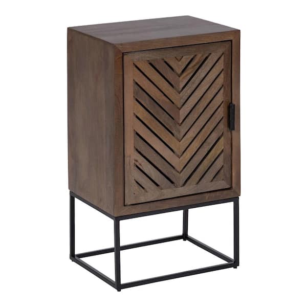 Kate and Laurel Mozzetta 15 in. W. x 26 in. H Natural Rectangle Bohemian Wood End Table with Storage