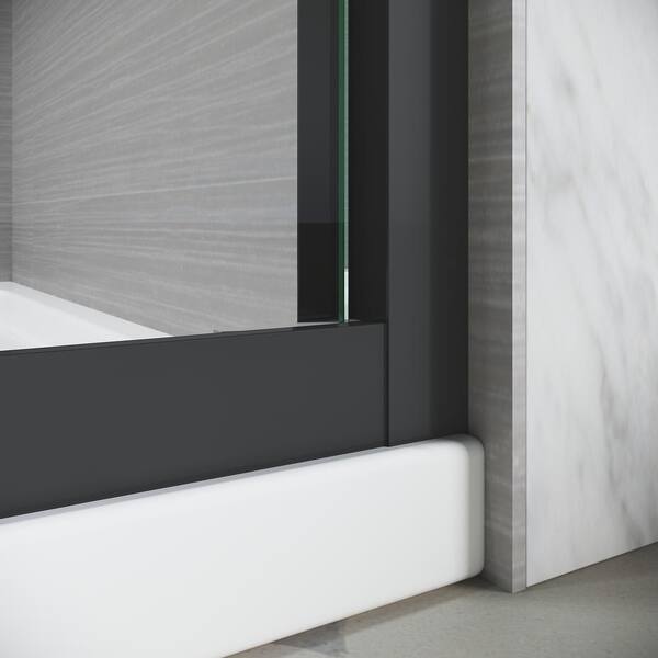 CASAINC 50-54 in. W x 72 in. H Sliding Adjustable Semi-Frameless Shower Door in Matte Black with Thick Clear Tempered Glass