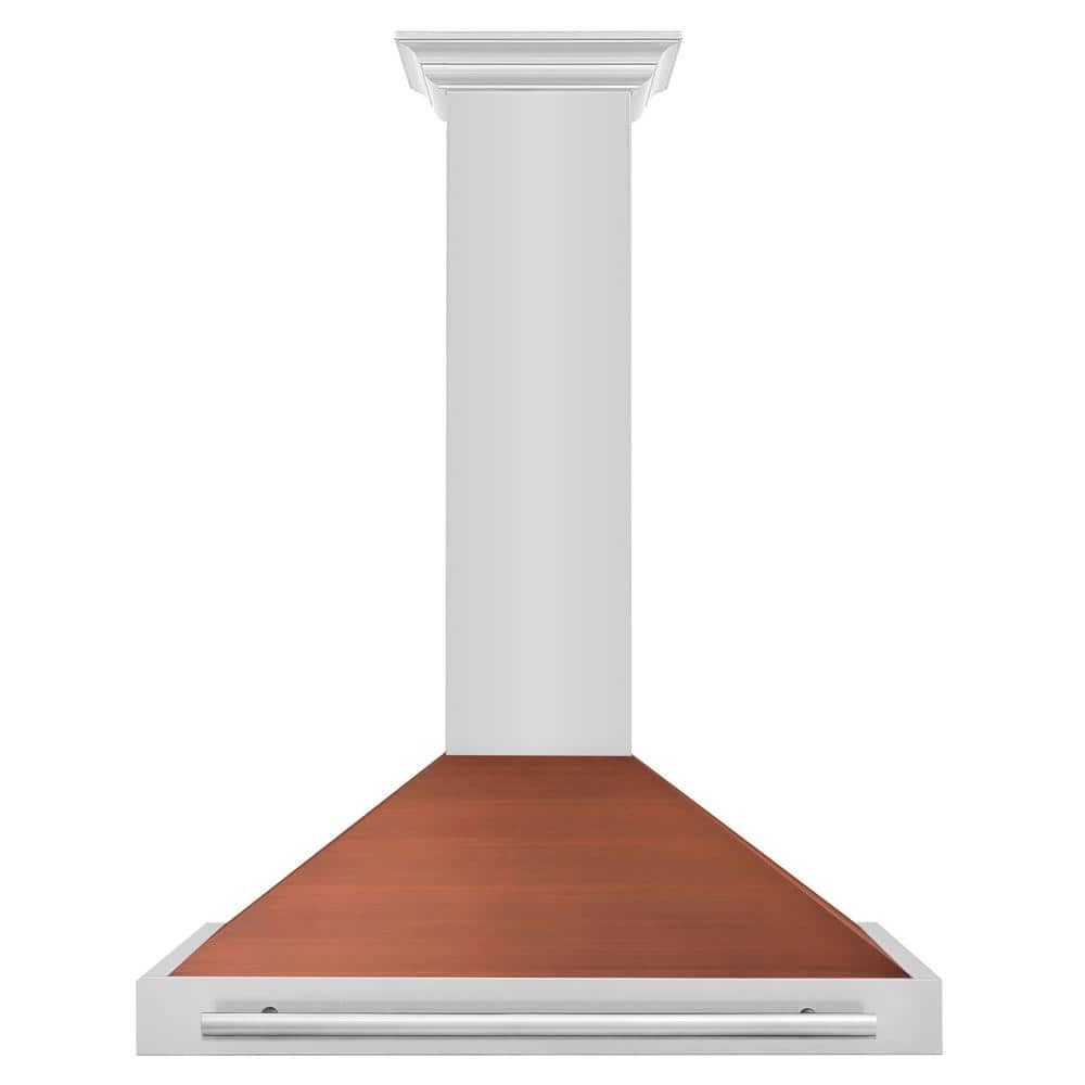 36 in. 400 CFM Convertible Wall Mount Range Hood in Stainless Steel with Copper Shell and Stainless Steel Handle