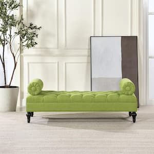 Lewis Bright Chartreuse 60 in. Entryway Bolster Bedroom Bench with Lightweight Design and Tufted Styling