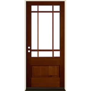 36 in. x 80 in. 3/4 Prairie-Lite with Beveled Glass English Chestnut Stain Right Hand Douglas Fir Prehung Front Door