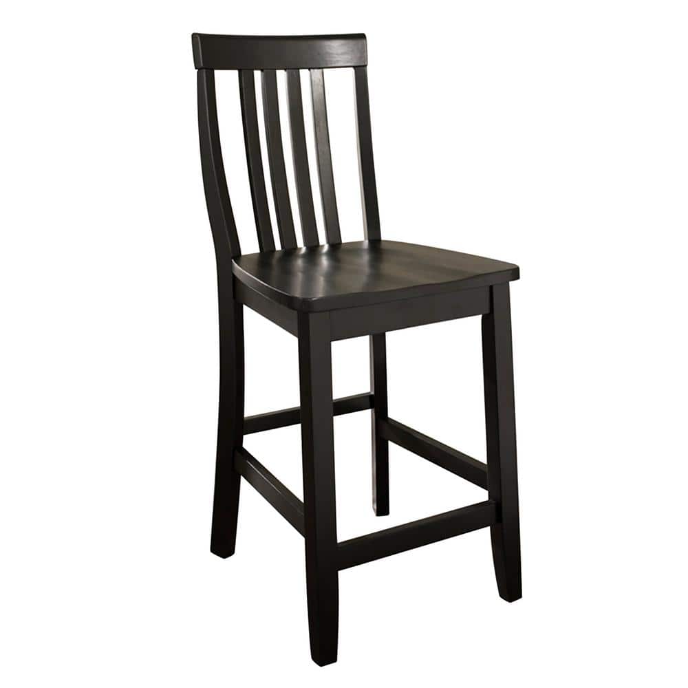 Black 24" Solid Wood School House Counter Stools, Set of 2