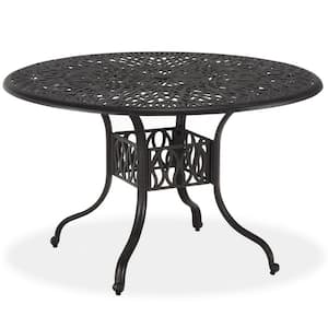Capri 42 in. Charcoal Gray Round Cast Aluminum Outdoor Dining Table