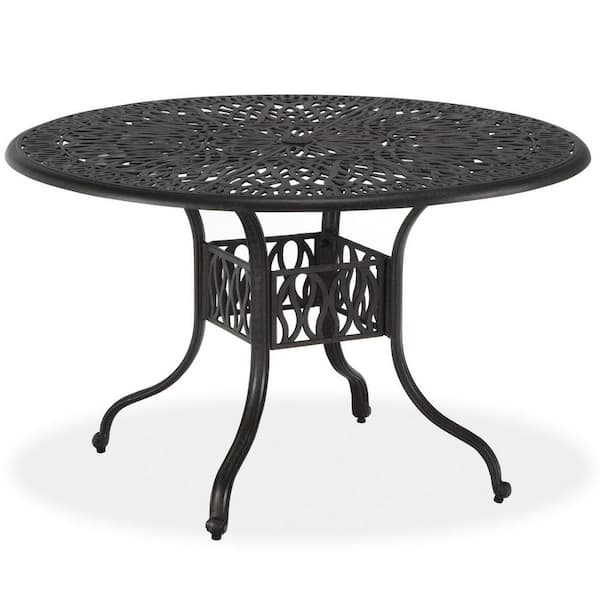 HOMESTYLES Capri 48 in. Charcoal Gray Round Cast Aluminum Outdoor Dining Table