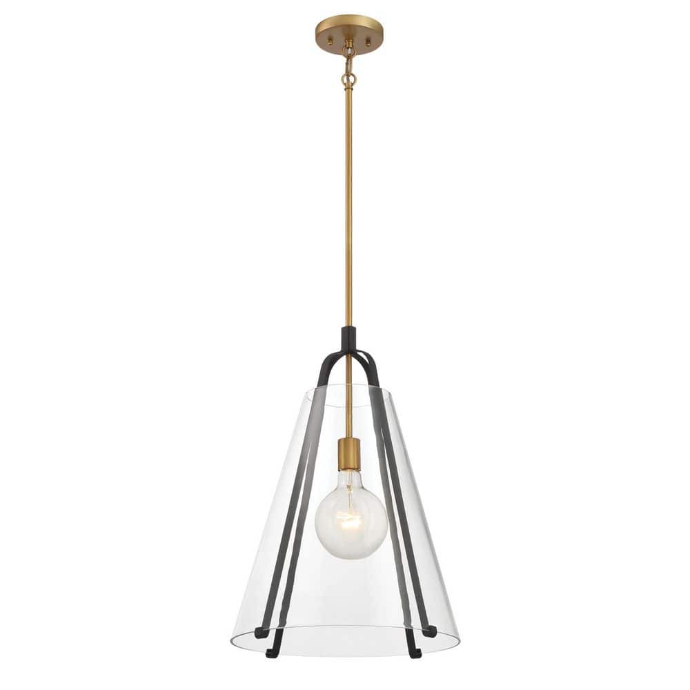 Paxos 60-Watt 1-Light Legacy Brass and Sand Coal Black Pendant Light with a Clear Glass Shade, No Bulb Included price history on PriceWatchPro