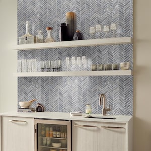 Shimmering Silver Herringbone 11.06 in. x 12.6 in. Glossy Glass Patterned Look Wall Tile (9.7 sq. ft./Case)
