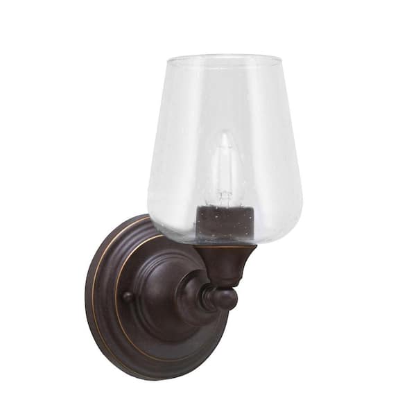 Unbranded Fulton 1-Light Dark Granite Wall Sconce, 5 in. Clear Bubble Glass
