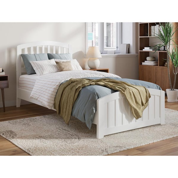 AFI Quincy White Solid Wood Frame Twin XL Low Profile Platform Bed with Matching Footboard
