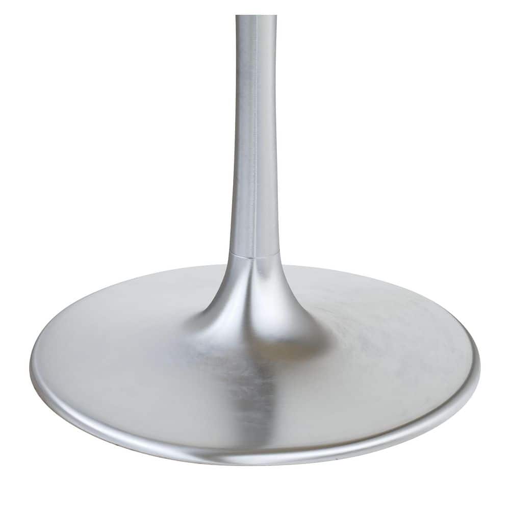 47'' Gray Marble and Silver Round Dining Table