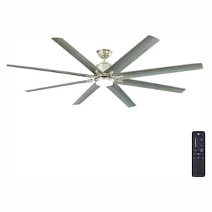 Kensgrove 72 in. Integrated LED Indoor/Outdoor Brushed Nickel Ceiling Fan with Light and Remote Control