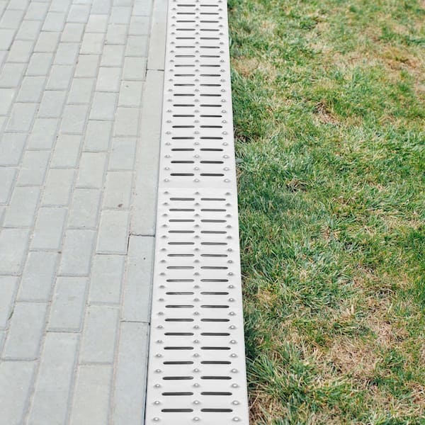 Trench Drain Grate 39 in. L x 5.8 in. W x 5.2 in. D Drainage Trench with Metal Grate and End Cap Channel Drain 3 Pack