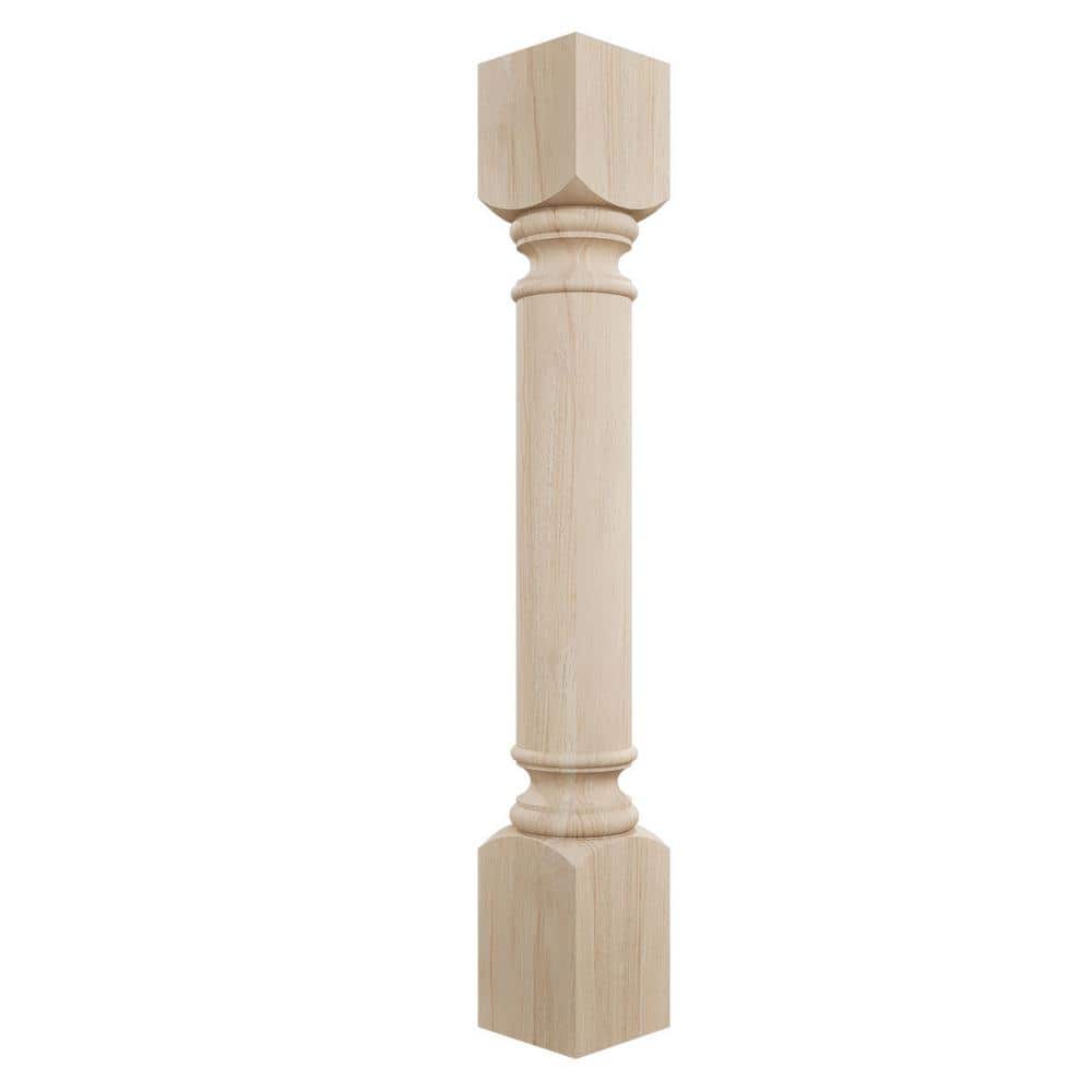 Unfinished Rubberwood Traditional Cabinet Column 35.5"