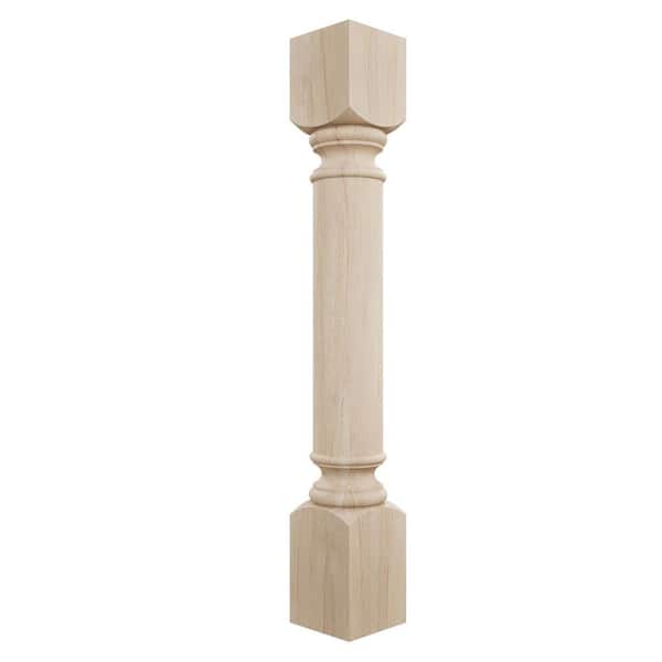 Ekena Millwork 5 in. x 5 in. x 35-1/2 in. Unfinished Rubberwood Traditional Cabinet Column