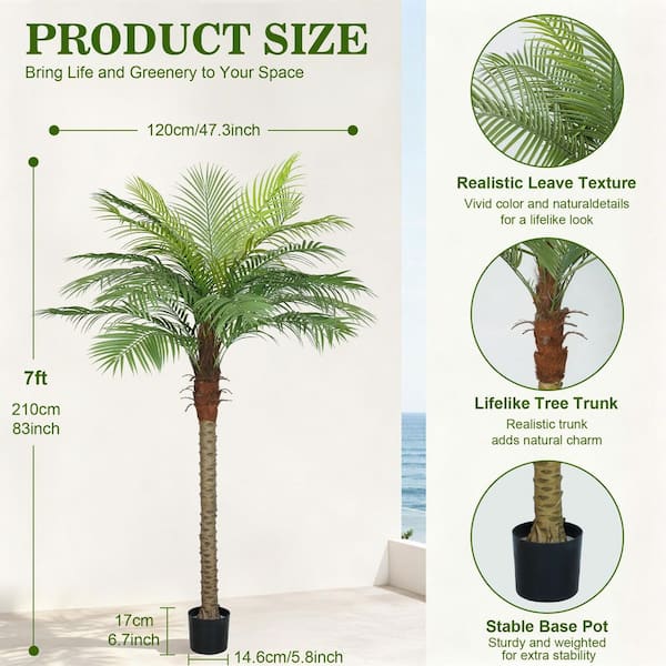 Vitalismo 7 ft. Green Plant 84 in. Artificial Phoenix Palm Tree