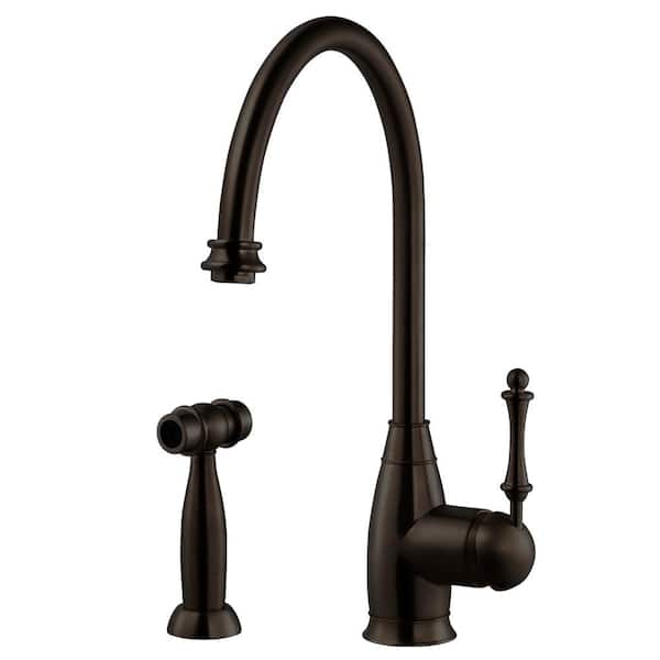 HOUZER Charlotte Traditional Single-Handle Standard Kitchen Faucet with Sidespray and CeraDox Technology in Oil Rubbed Bronze