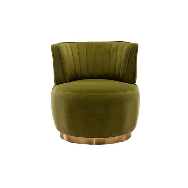 HOMEFUN Contemporary Olive Green Velvet Upholstered Swivel Barrel Chair