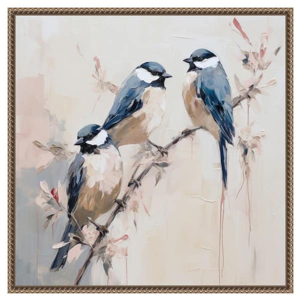 Amanti Art Elegant Bird Silhouettes I by Lazar studio 22 in. W x 22 in. H. Canvas Wall Art Print Framed in Bronze